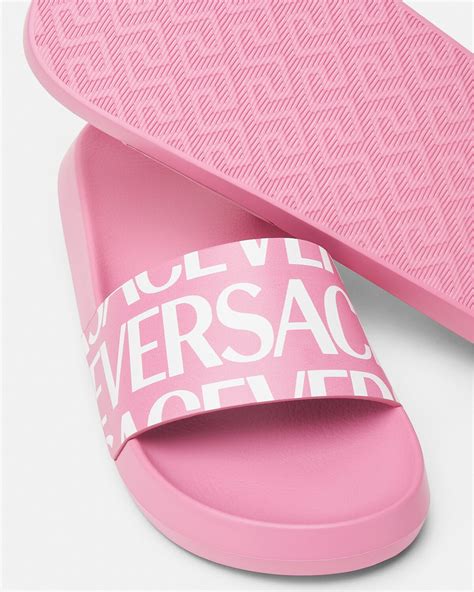 women versace slide|Versace allover slides.